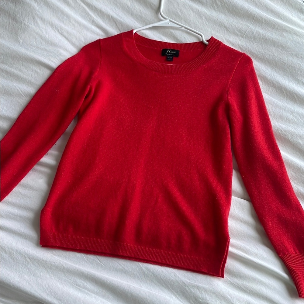 J. Crew Red Crew Neck Cashmere Sweater